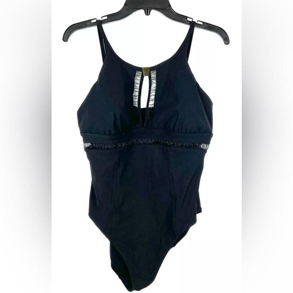 Amoressa Women’s Black Low Cut One Piece Swimsuit Size 12